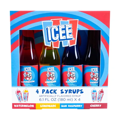 Vista 6 de ICEE Home - Máquina para hacer granizados para encimera, paquete de 4 jarabes ICEE y paquete de 20 vasos de papel y pajitas ICEE. Crea hasta 34