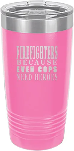Vista 7 de Rogue River Tactical Funny Firefighter Even Cops Need Heroes - Taza de viaje de 20 onzas con tapa aislada al vacío del Departamento de Bomberos FD