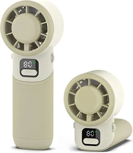 Vista 9 de Ventilador turbo portátil de mano, mini ventilador personal recargable por USB, pantalla LED, 5 velocidades, tiempo de enfriamiento de 10 horas