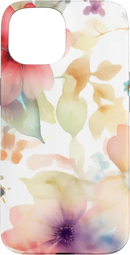 Vista 6 de iPhone 16 Lindo Pastel Floral Acuarela Rosa Azul Mujeres Patrón de Flores Caso