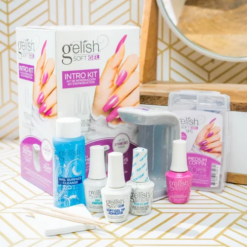 Vista 3 de Gelish Soft Gel™ - Kit de iniciador de introducción de cobertura completa, puntas de presión de ataúd mediano