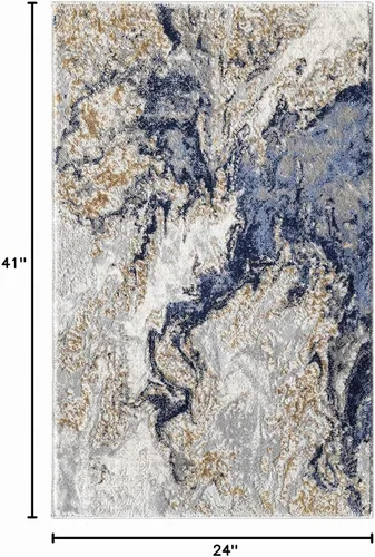 Vista 2 de LUXE WEAVERS - Alfombra abstracta con diseño de mármol, color azul, 2 x 3