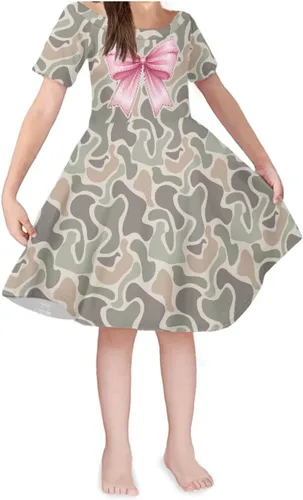 Vista 38 de SEANATIVE Vestido de manga corta para niñas de 3 a 14 años Black Bow Ghost