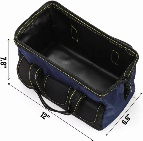 Vista 2 de Paquete de 3 bolsas de herramientas, bolsa de herramientas de boca ancha con base impermeable, bolsa de almacenamiento de herramientas resistente