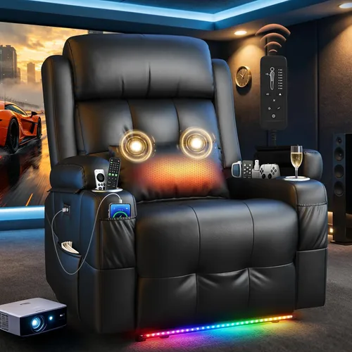 Vista 132 de Sofá de Dos Plazas Reclinable, Sofá Reclinable de Masaje con Gran Capacidad de Peso, Silla de Dos Plazas para RV en Liquidación con Consola, USB