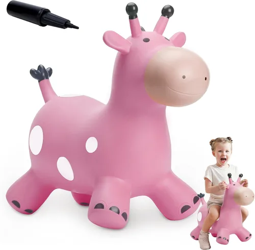 Vista 13 de Caballo Saltarín de Jirafa para Niños Pequeños, Animales Saltadores Caballo Saltarín, Juguetes Inflables Saltadores para Montar Regalos para Niños