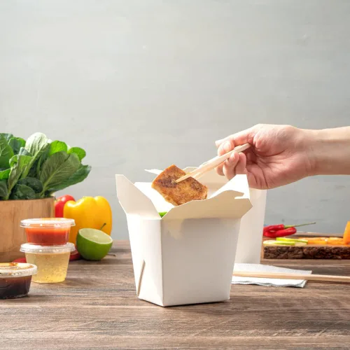Vista 5 de Restaurantware Cajas para llevar comida china: 25 paquetes de 16 onzas, recipientes desechables para llevar, resistentes a la grasa, recipientes