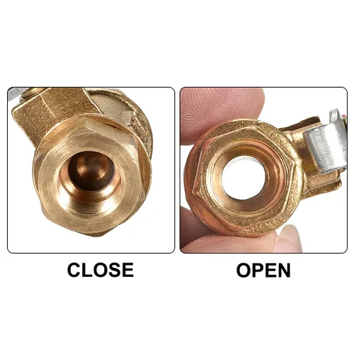 Vista 3 de uxcell Interruptor de cierre de válvula de bola de aire de latón G1/8 hembra a hembra, acoplador de montaje de tubería de tubería de 180 grados