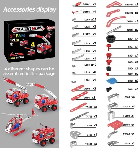 Vista 7 de Ferthor Fun Juguetes de Construcción STEM para Niños de 8-12 Años, Conjuntos Creativos Serie de Camiones de Bomberos Kit de Modelo, Juguetes