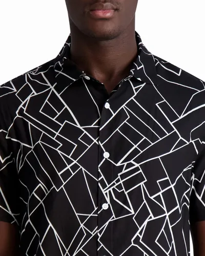 Vista 4 de KARL LAGERFELD Mens Geometric Print Short Sleeve Shirt