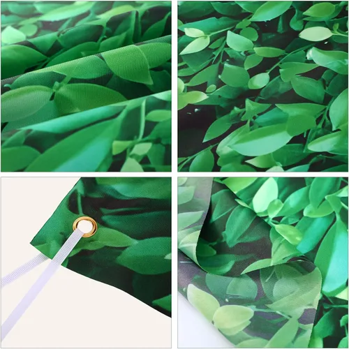 Vista 4 de Mixweer Telón de fondo de pared de hojas verdes de 8 x 10 pies, fotografía 3D de hierba vegetal, naturaleza, fondo de tela de poliéster