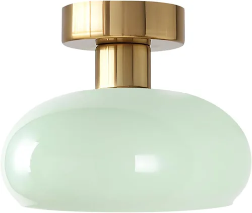 Vista 11 de KCO Iluminación moderna de oro cepillado semi empotrado lámpara de techo de tambor de montaje empotrado de latón antiguo de mediados de siglo, luz