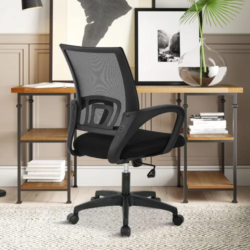 Vista 8 de Silla de malla para computadora, silla de oficina en casa, silla de escritorio ergonómica con soporte lumbar y reposabrazos, silla de trabajo