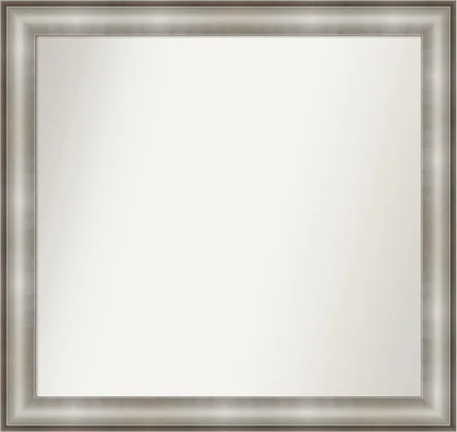 Vista 149 de Amanti Art Espejo de baño plateado para sobre el fregadero, 28 x 37 pulgadas, elegante espejo rectangular de peltre cepillado, marco de madera