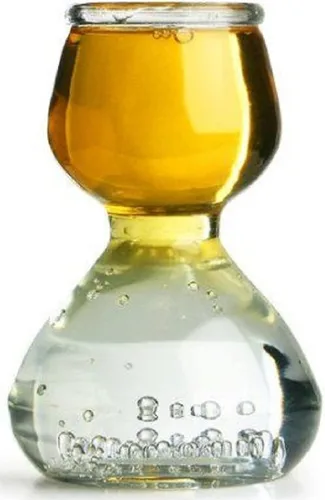 Vista 5 de QUAFFER Vaso de chupito de doble burbuja – Jigger de chupito Chaser para tomas suaves y sabrosas – Divertidos vasos de chupito divididos únicos