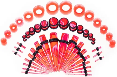 Vista 16 de Kit de Estiramiento de Orejas 50 Piezas 14Calibres-00Calibres Aretes Kit de Piercing Negro