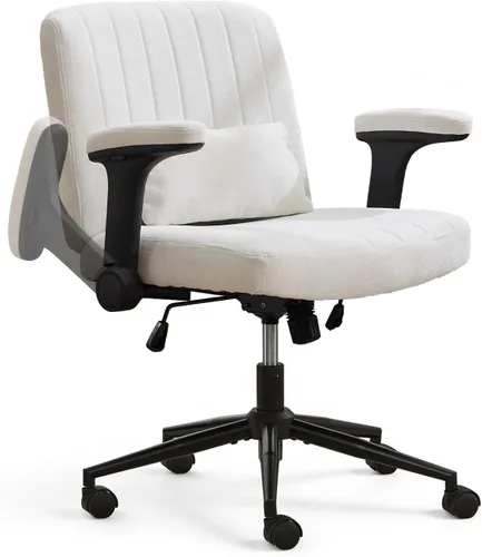Vista 9 de Criss Cross Office Chair with Wheels,Chenille Beige