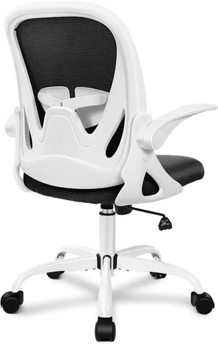 Vista 20 de Primy Silla de Oficina Ergonómica Silla de Escritorio con Reposabrazos Abatibles Silla de Escritorio Giratoria de Malla Transpirable para Negro