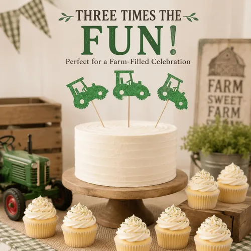 Vista 9 de Palitos de centro de mesa de tractor, paquete de 12 decoraciones de mesa de doble cara para cumpleaños, baby shower