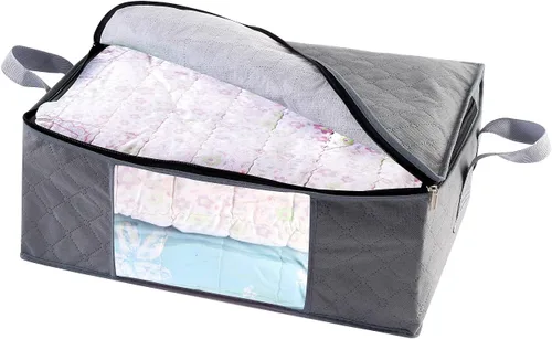 Vista 5 de G01 - bolsas de almacenamiento de tamaño rectangular para guardar ropa, 3 unidades, color gris