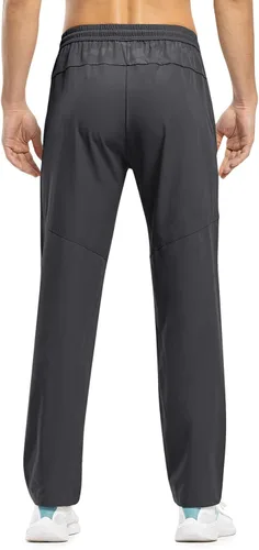 Vista 3 de TBMPOY Pantalones de viaje ligeros para hombre, atléticos, para deportes al aire libre, cintura elástica, resistentes al agua, 2 bolsillos