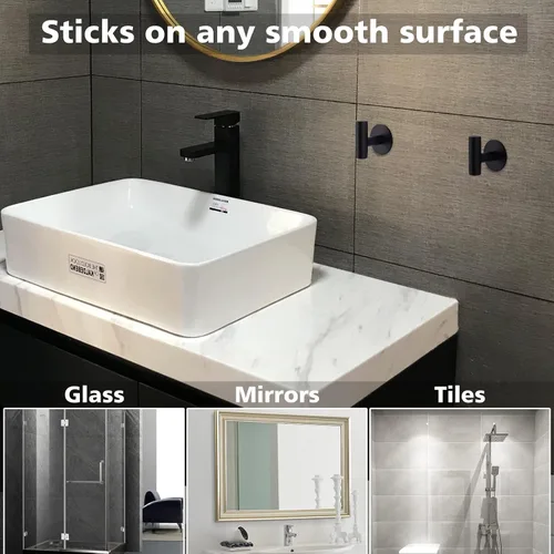 Vista 6 de Bntuk Ganchos adhesivos resistentes para pared, de acero inoxidable, impermeables, para colgar en la pared, ganchos para colgar toallas de baño