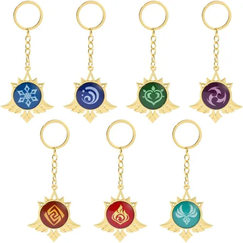 Vista 7 de Genshin Impact Vision Llavero luminoso Anemo Geo Pyro Hydro Cryo Electro Dendro Elements Llaveros para cosplay
