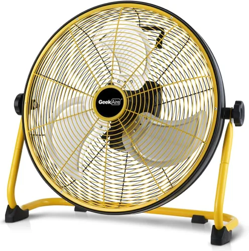 Vista 8 de Geek Aire Ventilador portátil de 12" a batería con aspas de metal, inclinación vertical de 360°, ventilador inalámbrico de 24h de duración