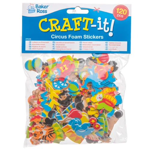 Vista 6 de Baker Ross AR346 - Calcomanías de espuma de circo, paquete de 120, autoadhesivas, perfectas para que los niños decoren collages y manualidades