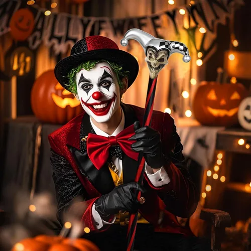 Vista 4 de Bastón de calavera de bufón, accesorios para disfraz de bufón siniestro, bastón de bromista de plástico, fiesta de cosplay para personal de Plateado