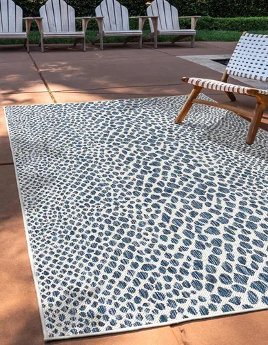 Vista 65 de Unique Loom Outdoor Collection Alfombra de área - Ciudad del Cabo (2' 2' x 3' 1' Rectángulo, Azul/Oliva)