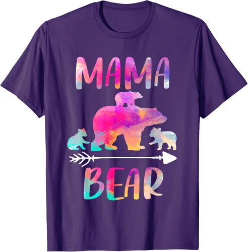 Vista 24 de Bear Matching Family Outfits, Funny Mama Bear Three Cubs T-Shirt Negro