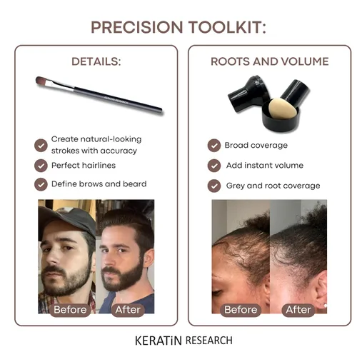 Vista 3 de KERATIN RESEARCH Relleno de línea capilar unisex mineral en polvo mineral para retoque de raíces, corrector de pérdida de cabello para cuero Caoba