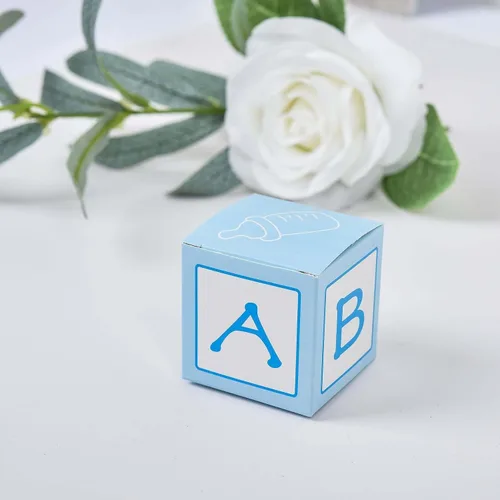 Vista 8 de Efavormart - Paquete de 25 cajas de regalo azules de 2 x 2 pulgadas para baby shower, con diseño recortado, cajas de regalo de cartulina prémium