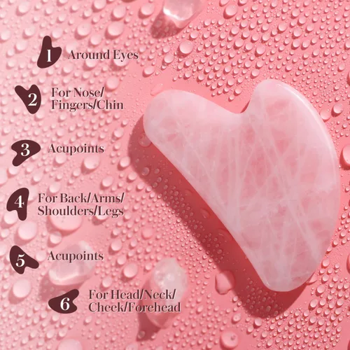 Vista 8 de rosenice Gua Sha Herramientas faciales Guasha Herramienta Gua Sha Jade Piedra para el cuidado de la piel facial Cuerpo Acupuntura Alivia