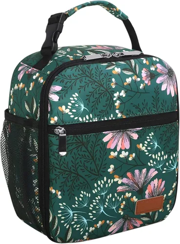 Vista 12 de Femuar Bolsa de almuerzo para hombres, mujeres y adultos, pequeña para oficina, trabajo, picnic, bolsa de almuerzo portátil reutilizable, color negro