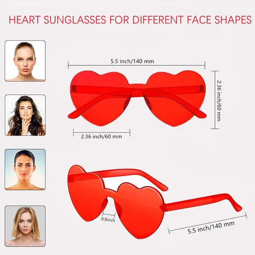 Vista 7 de Virtue morals Gafas de sol con forma de corazón para San Valentín, Mardi Gras, regalos de fiesta de verano para mujeres..