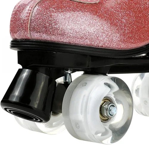 Vista 4 de XUDREZ Patines de ruedas para mujeres y hombres, de piel sintética brillante, zapatos de patinaje de alta calidad para principiantes, patines