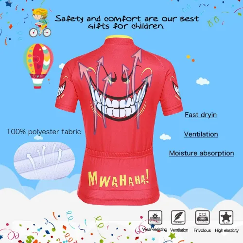 Vista 5 de FREE FISHER Maillot de ciclismo para niños, de manga corta, de dibujos animados, para bicicleta de montaña, conjunto de camiseta y pantalones cortos