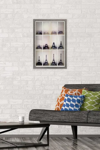 Vista 2 de Trends International Póster de pared con lapso de tiempo de construcción de la Torre Eiffel, 14.725 x 22.375 pulgadas, versión enmarcada de madera