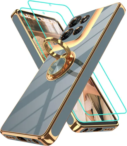 Vista 325 de Funda para Motorola Moto G 5G 2024: Funda Moto G Play 5G 2024 con 2 piezas de protectores de pantalla, soporte de anillo de rotación de 360°