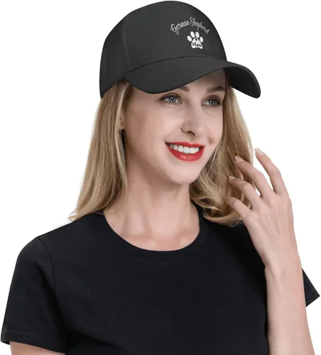 Vista 8 de Gorro de pastor alemán con pico de pata de mamá, ajustable, color sólido, curvado, unisex, negro