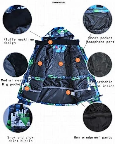 Vista 7 de NA Nuevo traje de esquí para hombre, resistente al viento, impermeable, grueso, chaqueta de snowboard para hombres y pantalones, abrigo y pantalones
