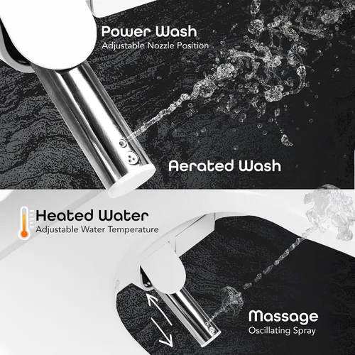 Vista 3 de BidetMate 3000 Series Bidet Asiento de inodoro con agua calentada, control lateral Unlimited warm-water wash, air dryer, and self-cleaning