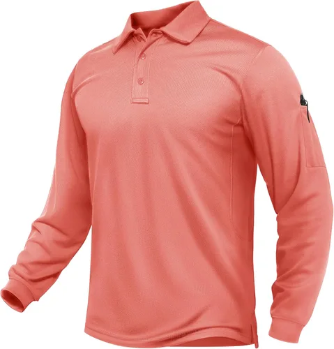 Vista 35 de TACVASEN - Camisas polo de manga larga para hombre de secado rápido, tácticas, para golf, con cuello, ligeras, transpirables, que absorben