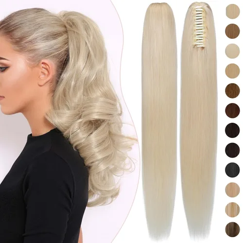 Vista 68 de Rich Choices Extensión de cola de caballo con clip de garra, cabello humano real, una pieza, extensiones de cabello largo Remy para mujer, #18P613