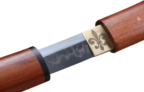 Vista 4 de Katana - Espada Katana de 41 pulgadas, hecha a mano japonesa, práctica, acero T10, templado/arcilla templada, espiga completa, afilada, vaina..