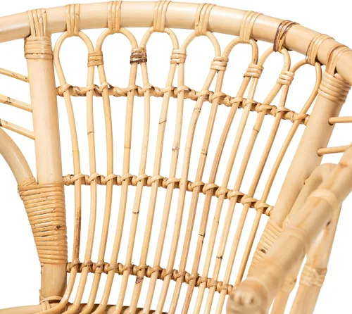 Vista 7 de bali & pari Kaka Nature - Silla de comedor de ratán, sillón de mimbre bohemio con respaldo curvo, natural