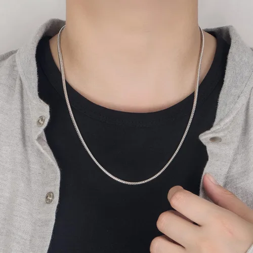 Vista 4 de H&Beautimer Collar clásico unisex de plata de ley 925 de 0.118-0.157in redondo de serpiente para hombres y mujeres, joyería fina de fiesta, collar