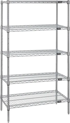 Vista 6 de Quantum Storage Systems WR74-1824BK Kit de inicio para estantería de alambre de 4 niveles de altura de 74 pulgadas, acabado negro, 18 pulgadas